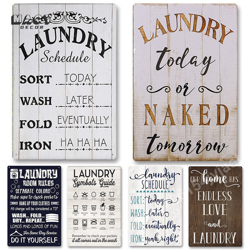 Embroidery Wall Art - Slogan Metal Tin Sign Laundry Room