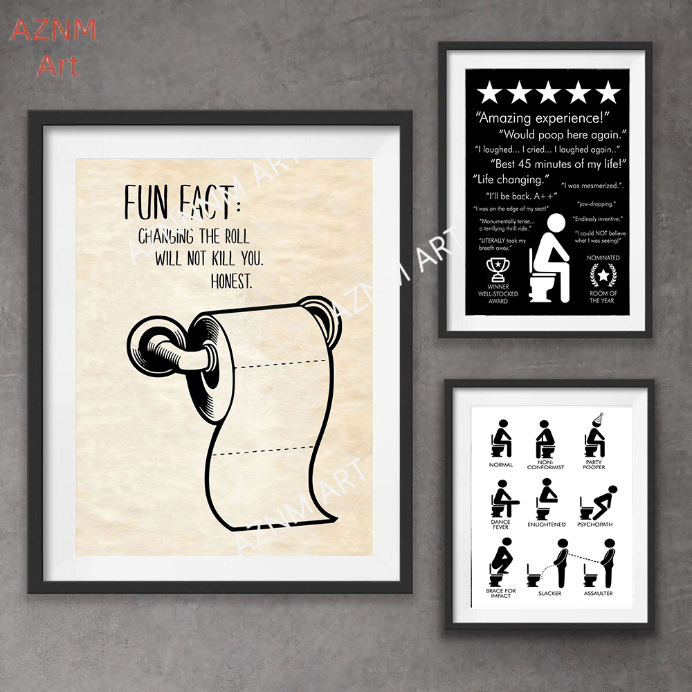 Embroidery Wall Art - Wall Art Canvas Painting Funny Bathroom