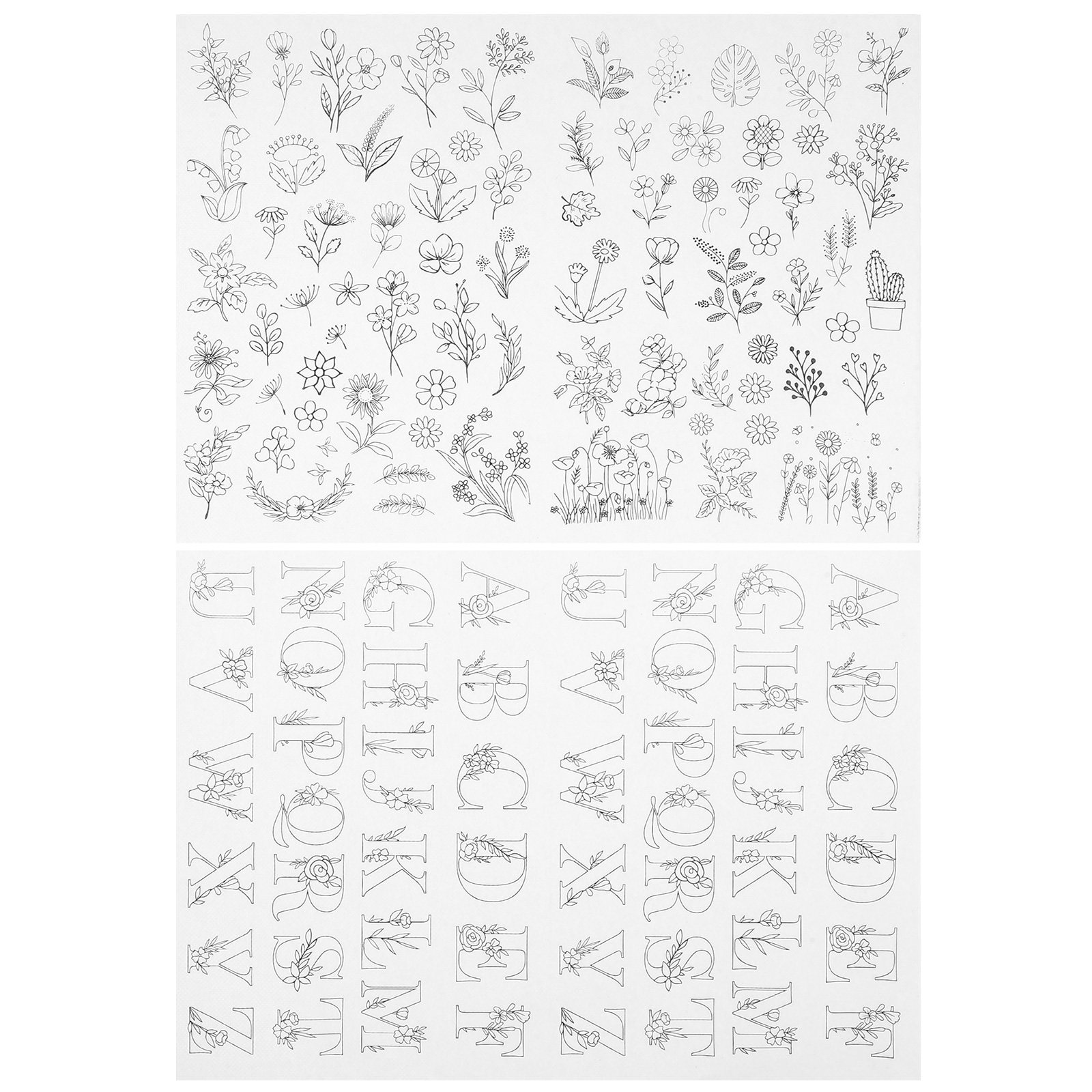 Embroidery Alphabet Designs - 2pcs Sewing Patterns Templates Water Soluble