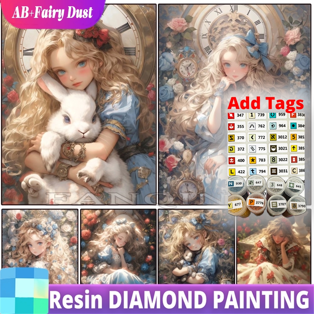 Embroidery Rose Stitch - Resin Fairy Dust AB Diamond Painting