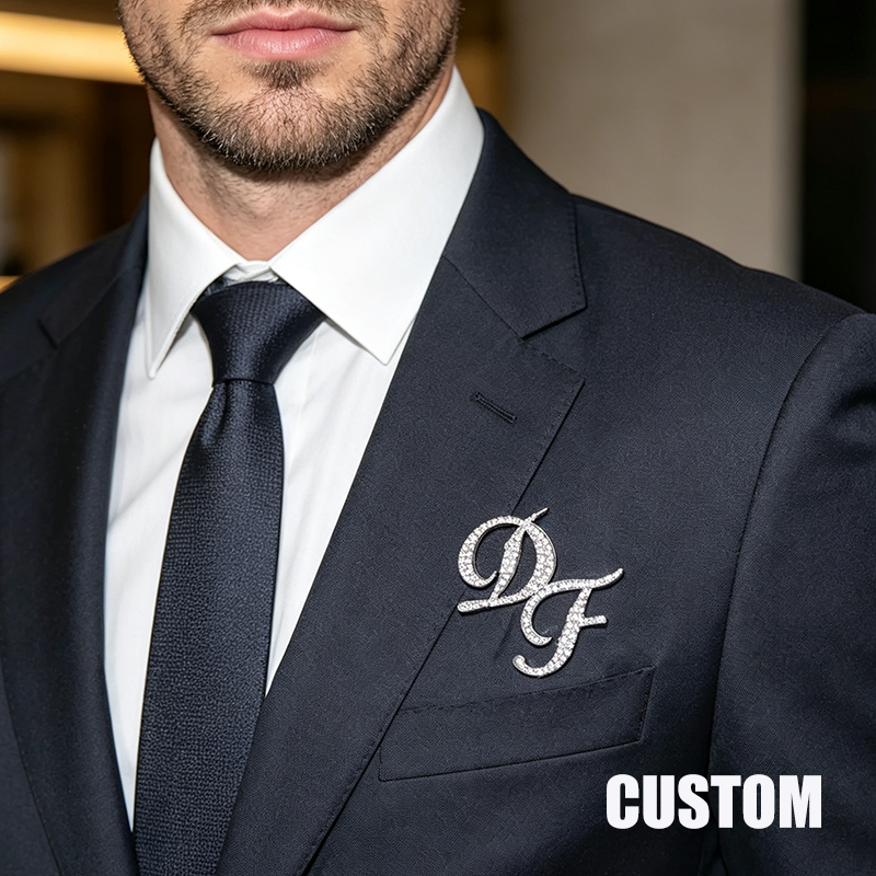 Embroidery Names - Custom Double Initials Pin,Bride Initial Letters