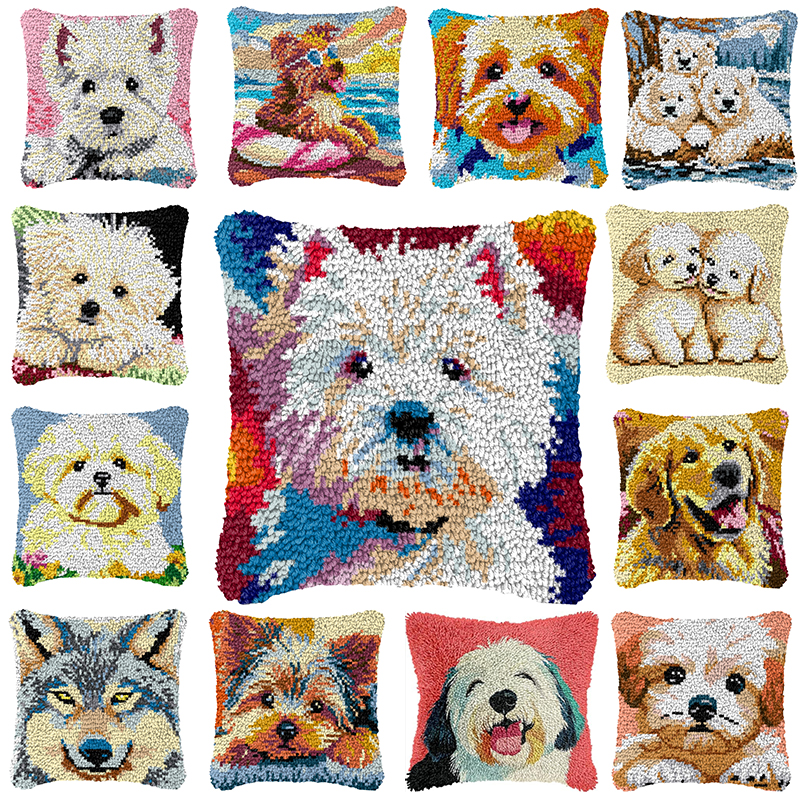 Printed Embroidery Kit - Cute Dog Embroidery Latch Hook Kit