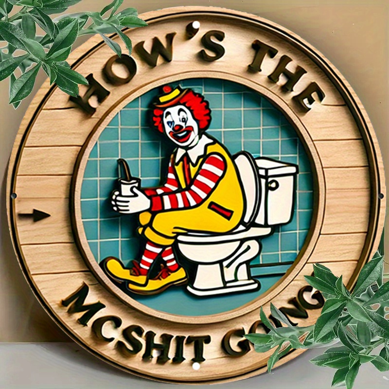 Embroidery Wall Art - Vintage Clown Metal Sign 7.8