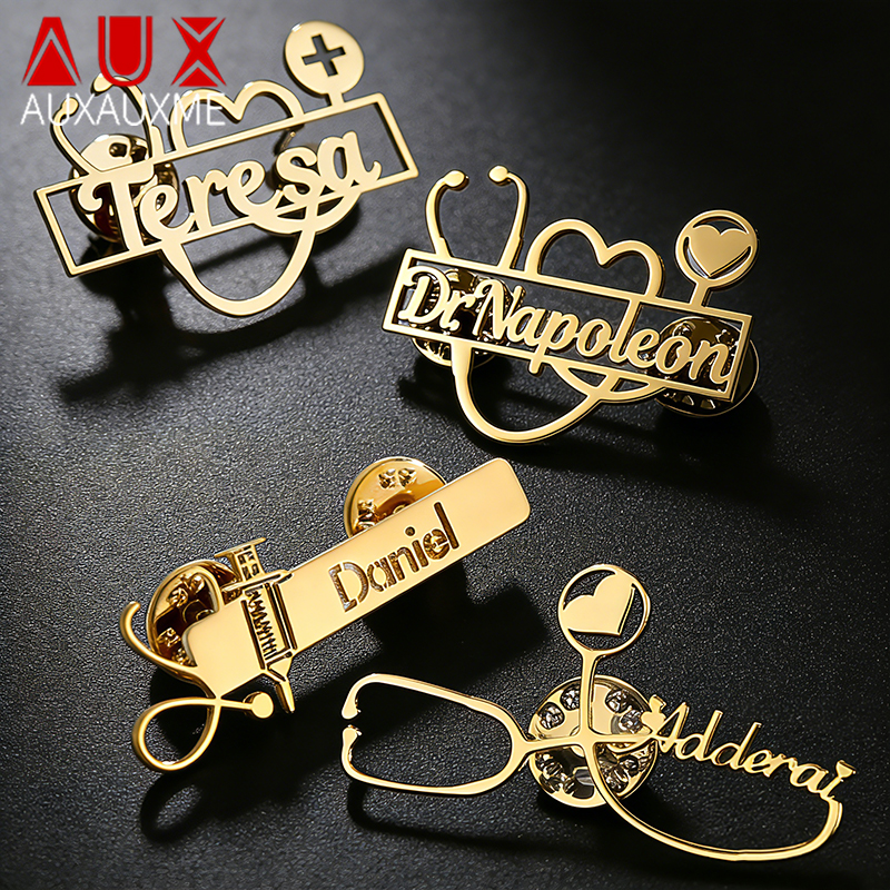 Embroidery Names - Auxauxme Custom Stethoscope Name Brooch Stainless