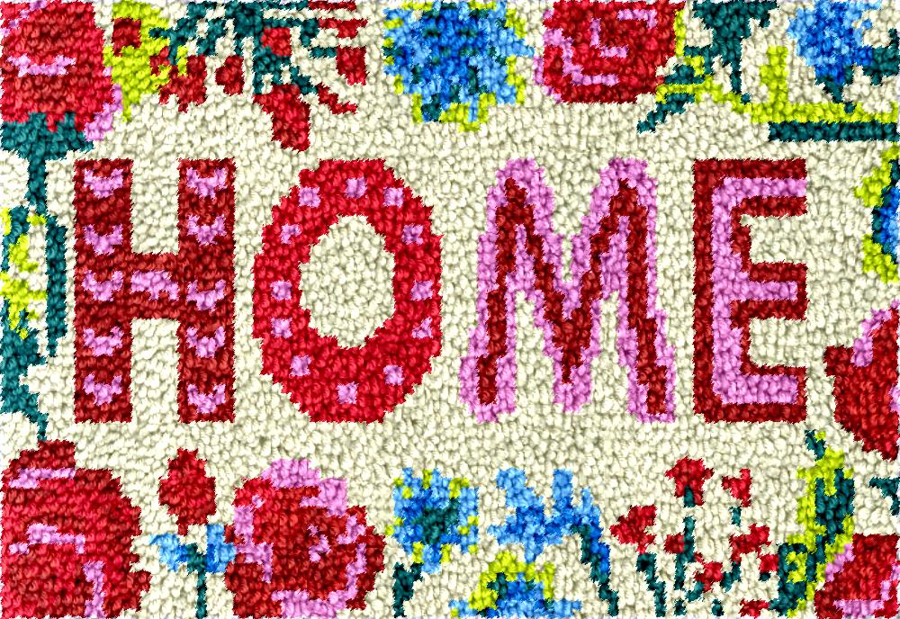 Printed Embroidery Kit - HOME letter Latch hook rug kits