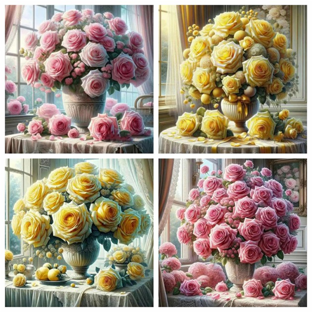 Embroidery Rose Stitch - 1PC frameless 5D Diy Diamond Painting