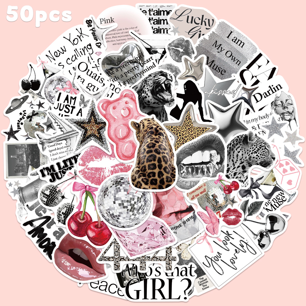 Embroidery Wall Art - 50pcs Silver Lucky Sticker Fashion Creative