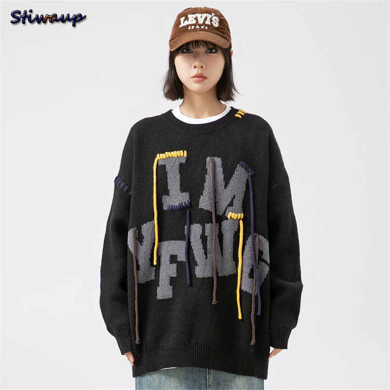 Embroidery Alphabet Designs - Ladies Oversize Sweater Woman Luxury Brand