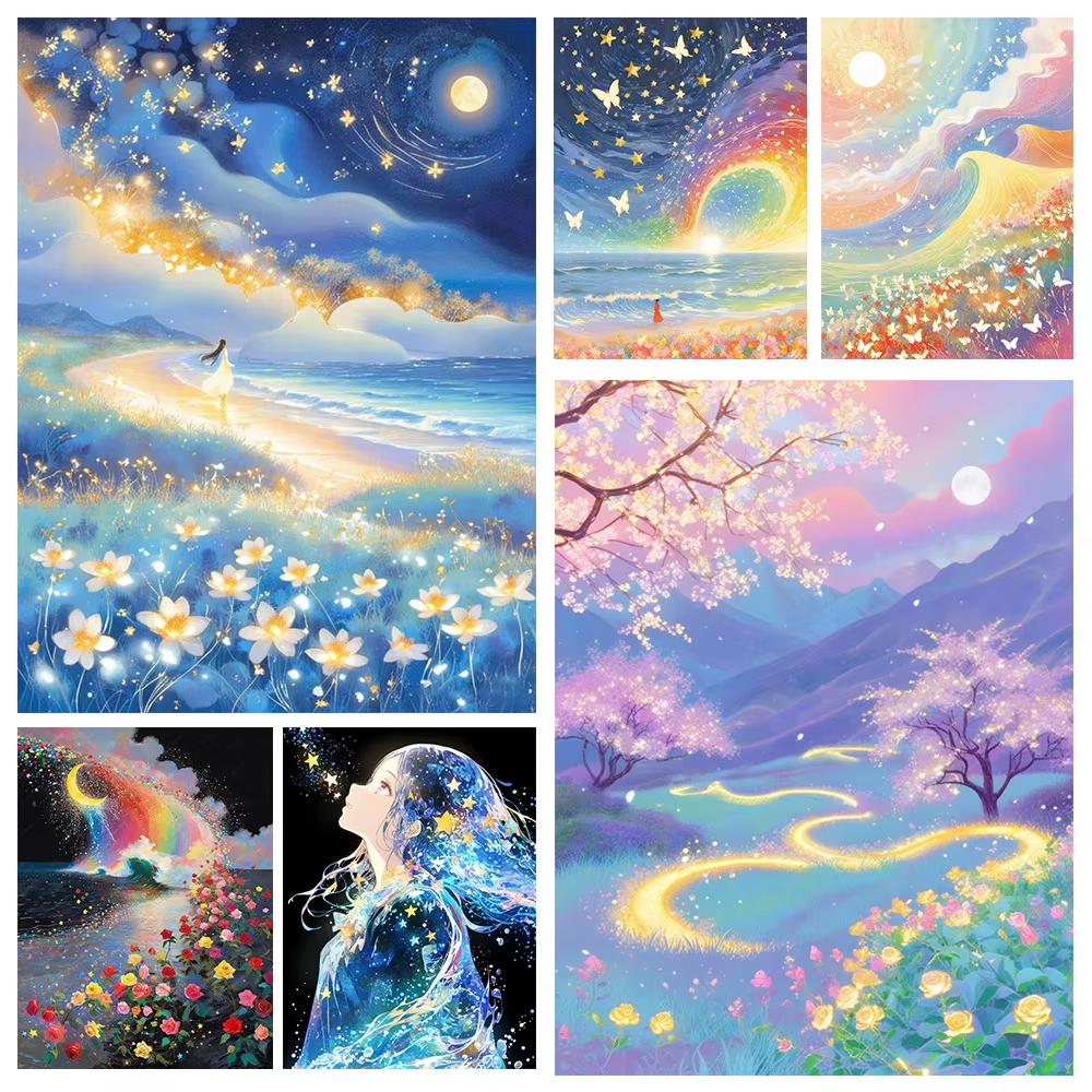 Embroidery Kit Set - 1PC frameless 5D DIY Anime Landscape