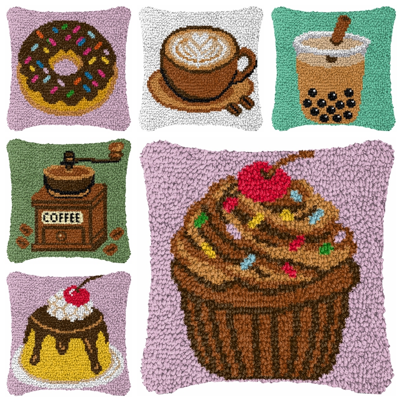Printed Embroidery Kit - Cartoon Food Smyrna Latch Hook Pillow