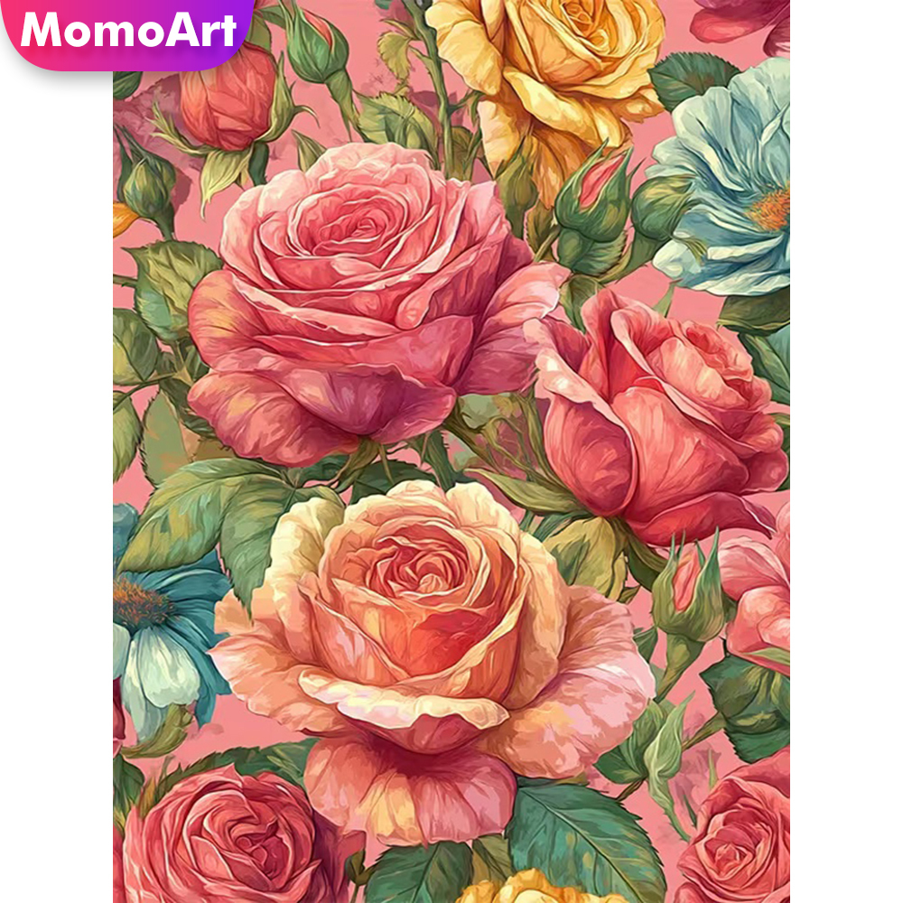 Embroidery Rose Stitch - Momoart Full Drill Diamond Embroidery Flower