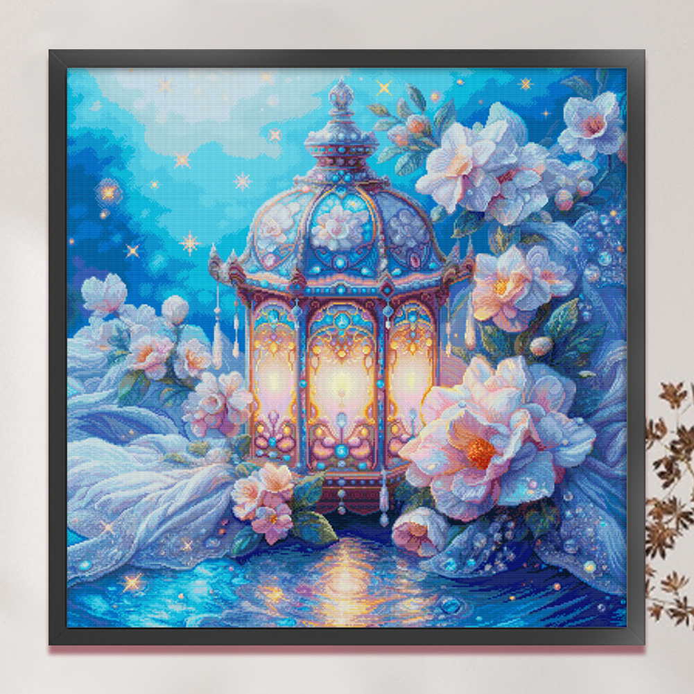 Printed Embroidery Kit - Lantern Print Cross Stitch Kit 75x75cm