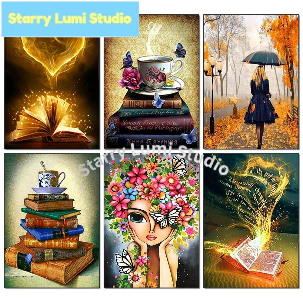 Embroidery Wall Art - 5D Diamond Painting Book Coffee Cup