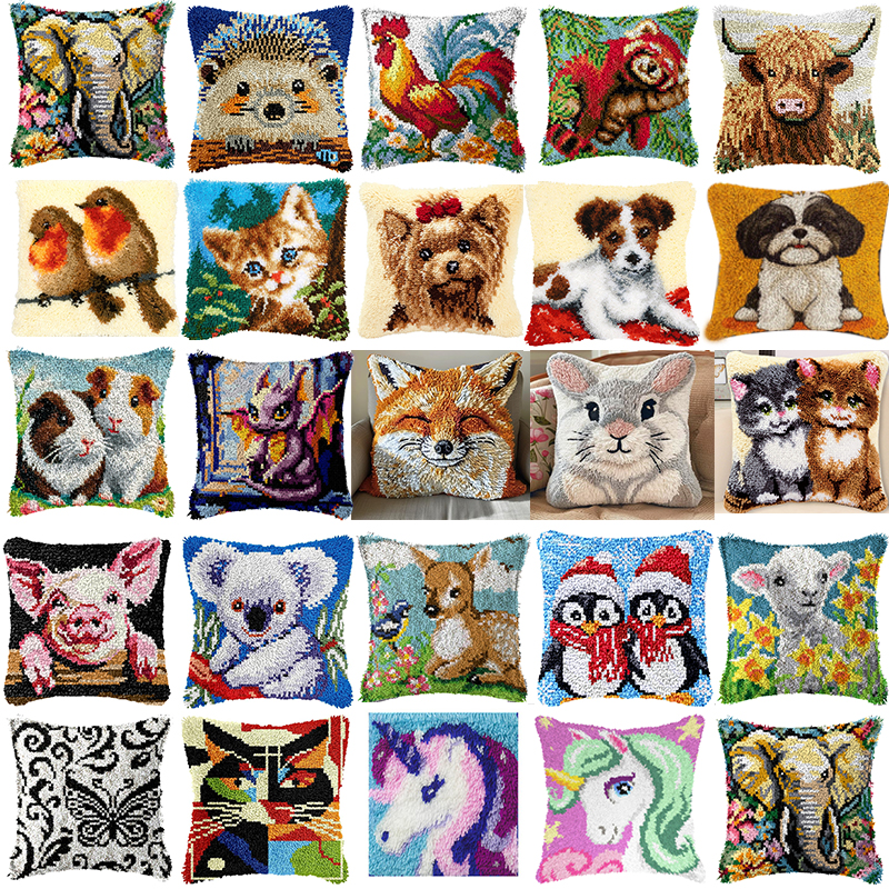 Printed Embroidery Kit - Animal Latch Hook Kit Cute Knooppakket