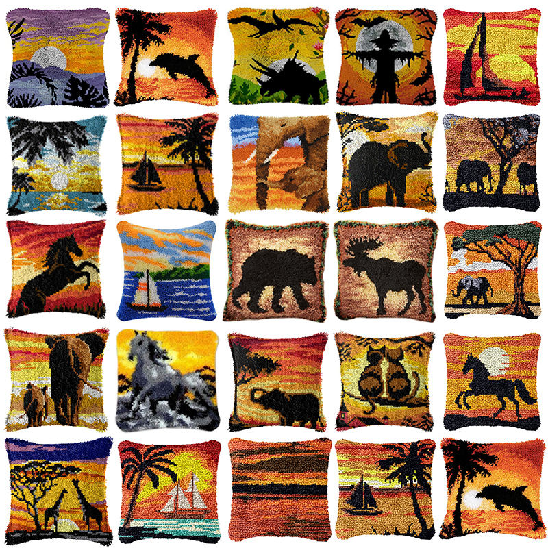 Printed Embroidery Kit - Elephant Horse Animal Latch Hook Kits
