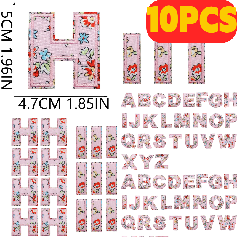 Embroidery Alphabet Designs - 10PCS English Letter Pink Pattern Embroidery
