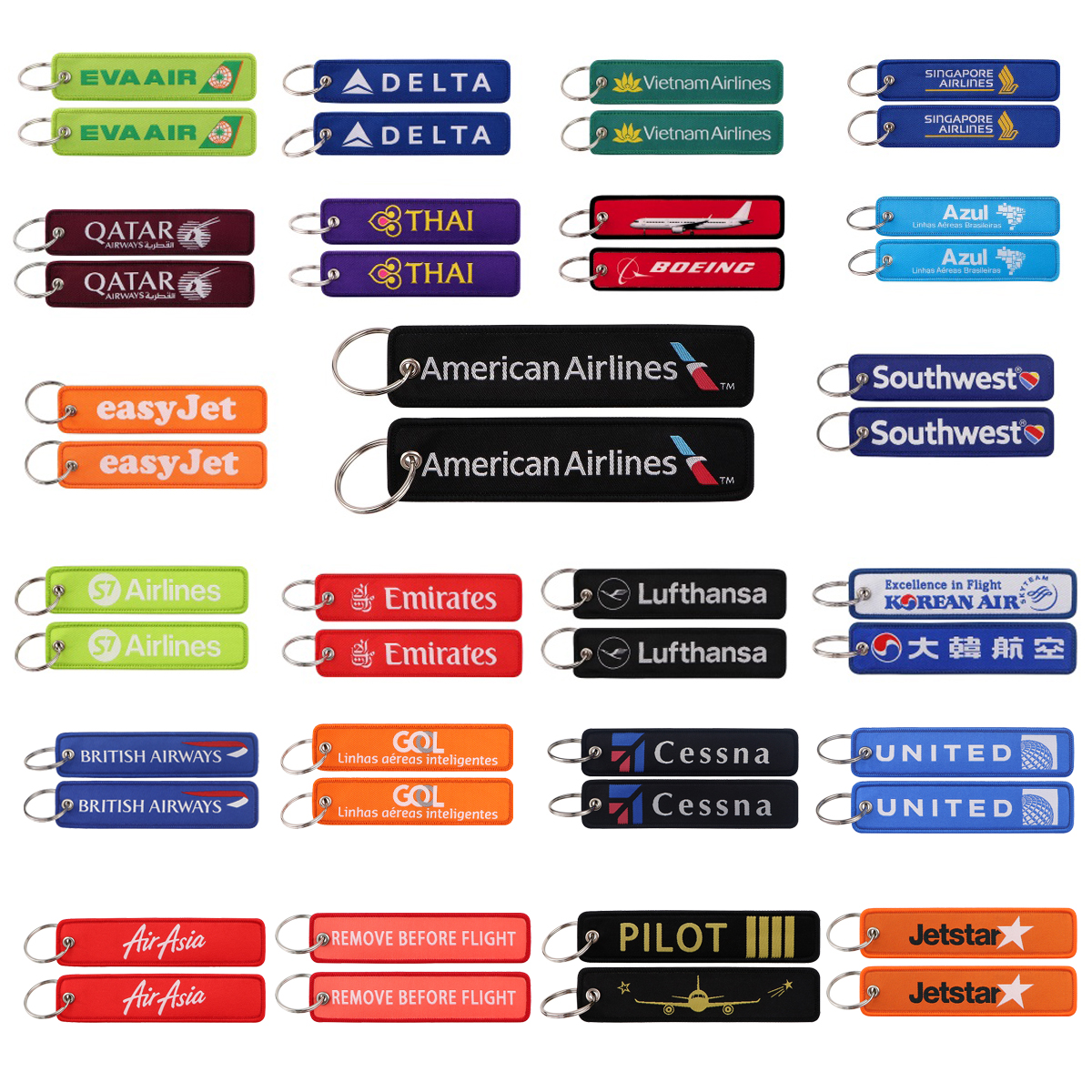 Embroidery Ring Sizes - Airlines Embroidery Key Fobs Flight Crew