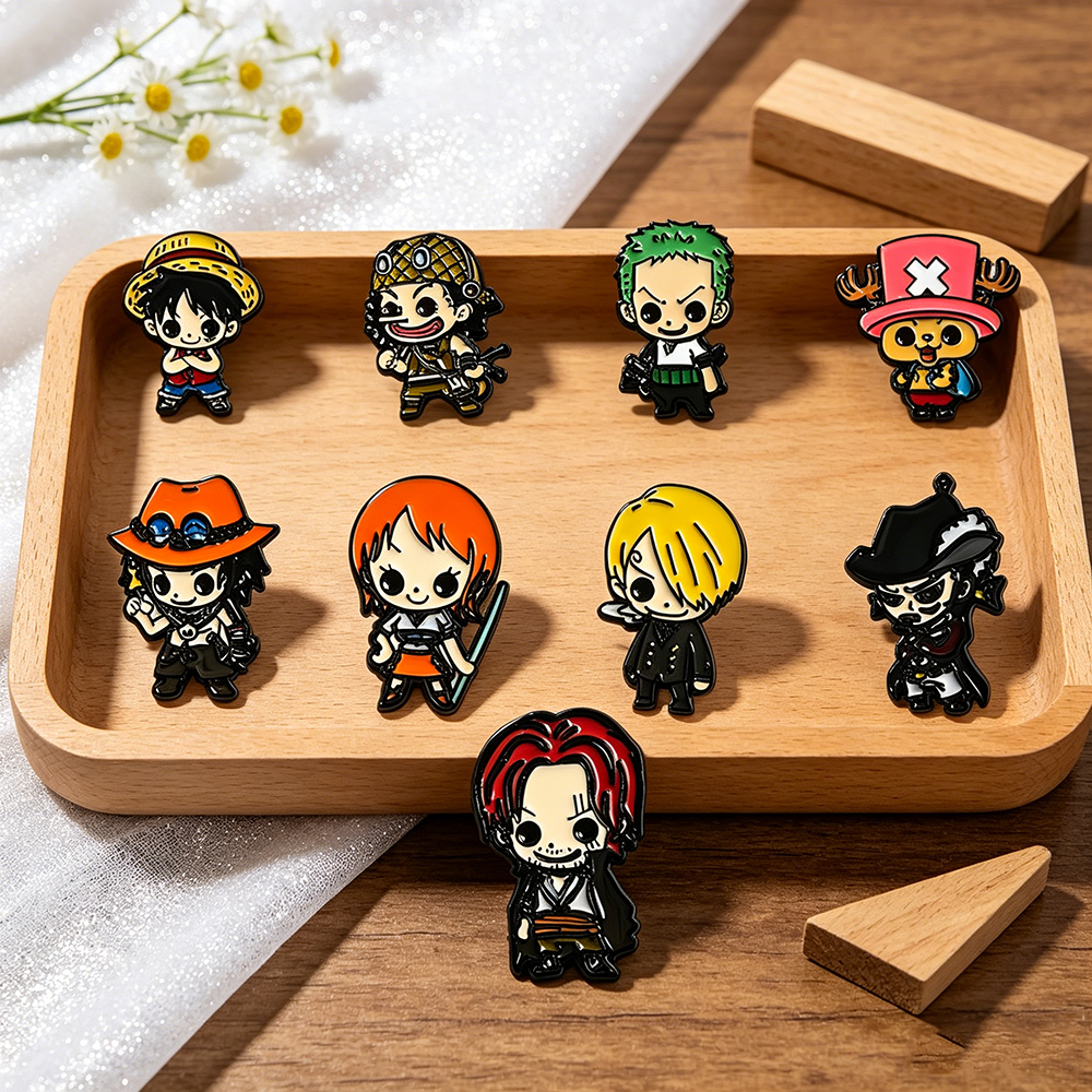 Embroidery Wallpaper - 9pcs One Piece Anime Enamel Pins