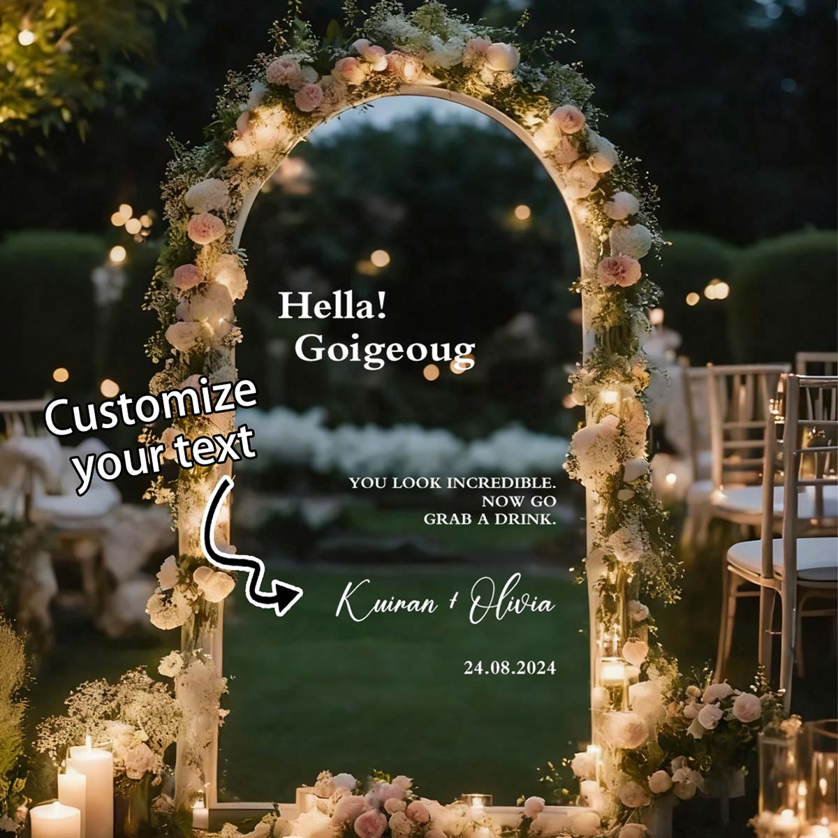 Embroidery Wall Art - Custom Welcome Mirror Stickers, Party Welcome