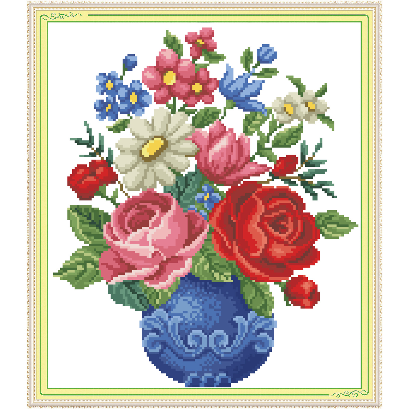 Blue Bottle And Rose, Cross St – обзор и цена Embroidery Rose Stitch