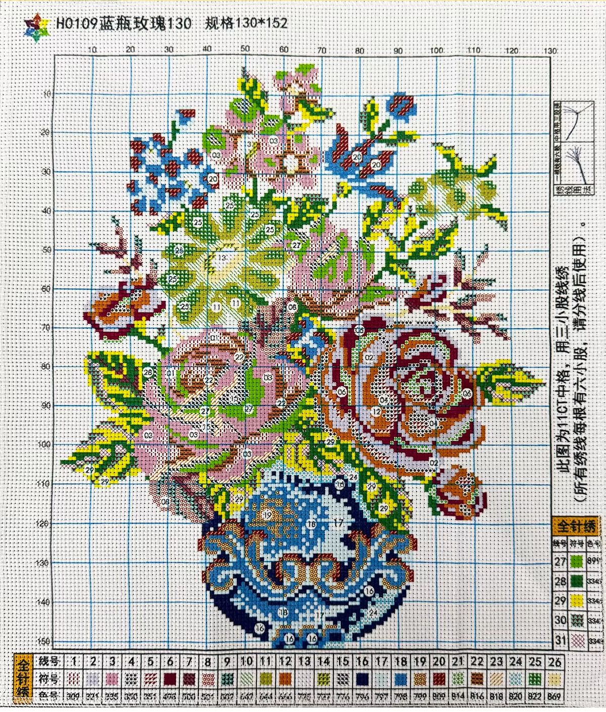 Blue Bottle And Rose, Cross St – обзор и цена Embroidery Rose Stitch