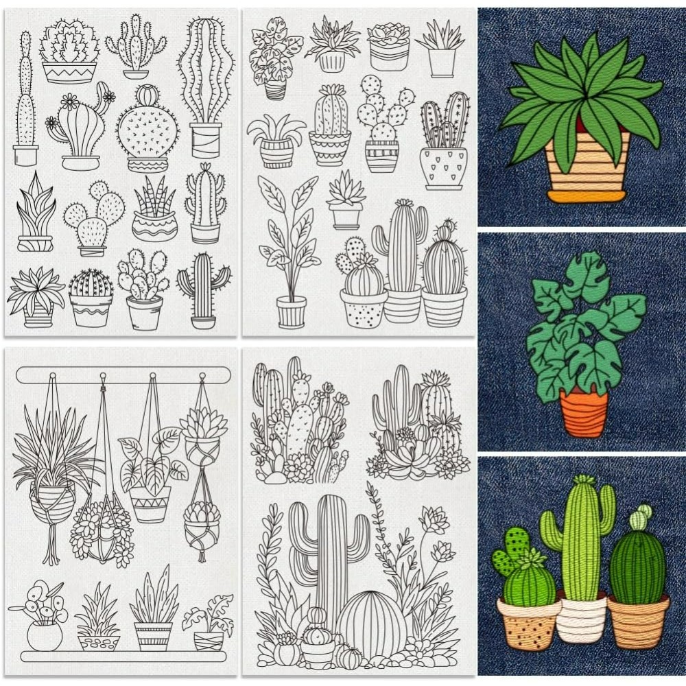 30Pcs Bonsai Cactus Embroidery – обзор и цена Embroidery Free Pattern