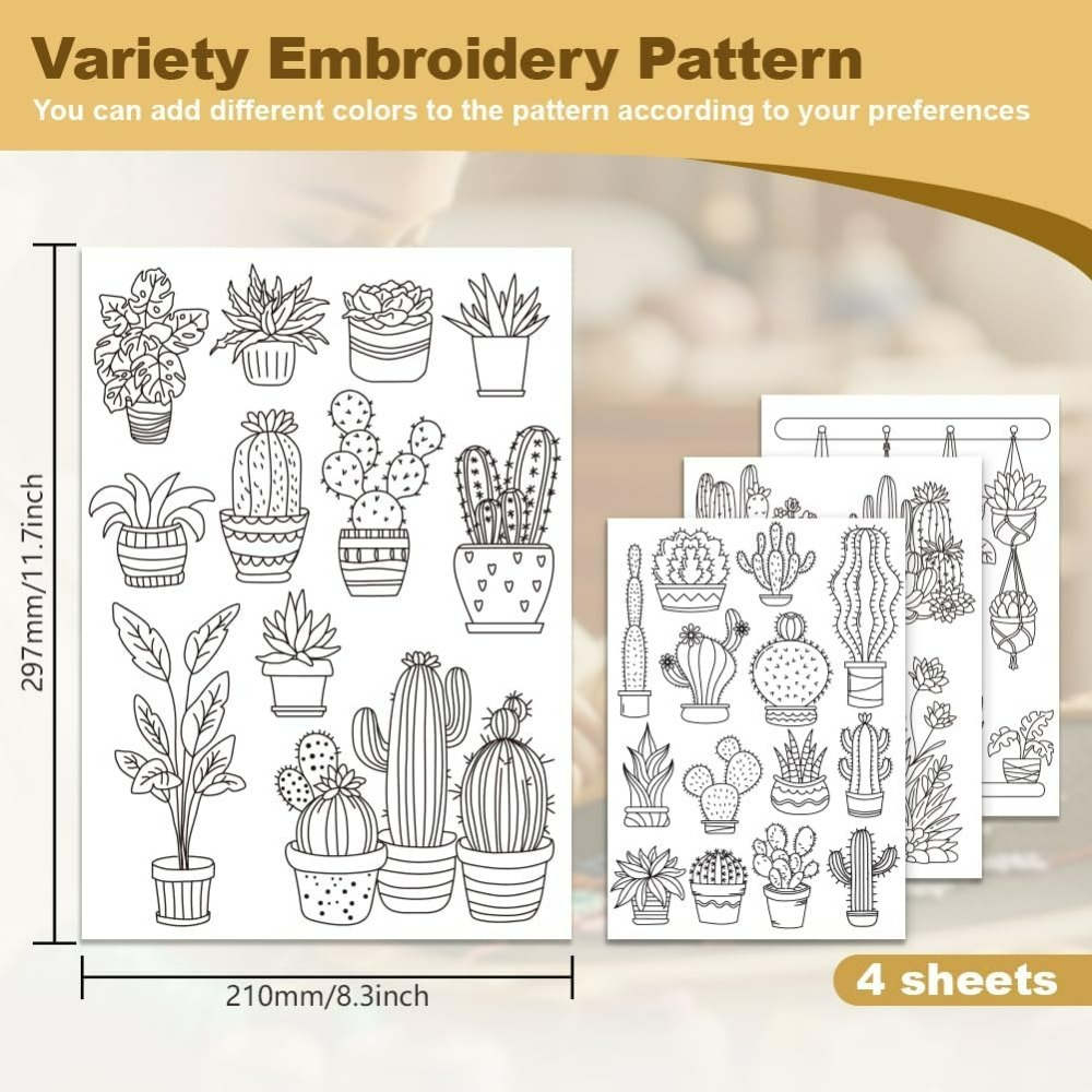 30Pcs Bonsai Cactus Embroidery – обзор и цена Embroidery Free Pattern