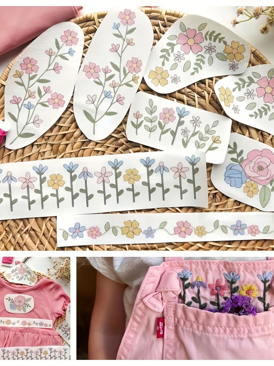 1 Set of 8pcs Colorful Graphic – обзор и цена Printed Embroidery Kit
