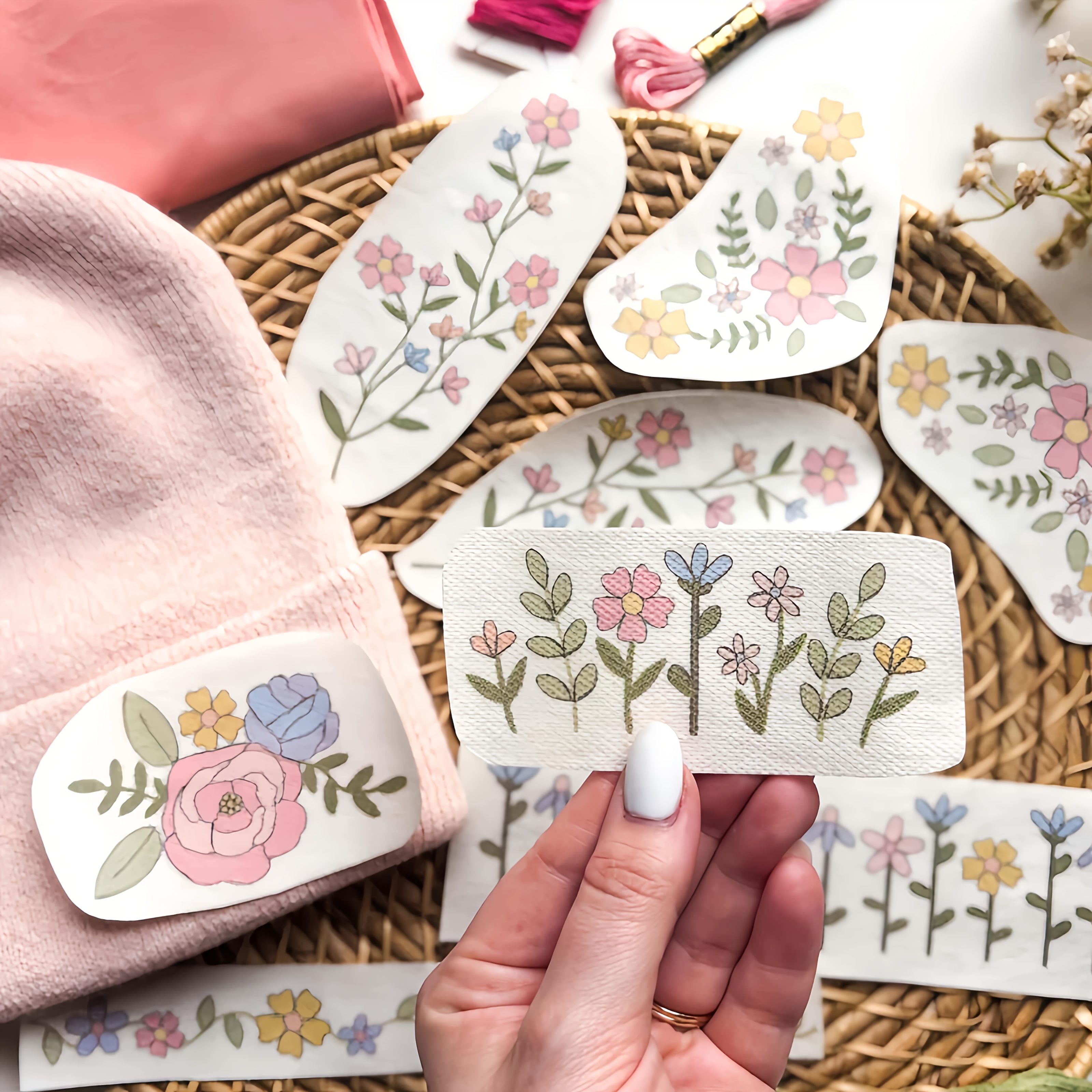 1 Set of 8pcs Colorful Graphic – обзор и цена Printed Embroidery Kit