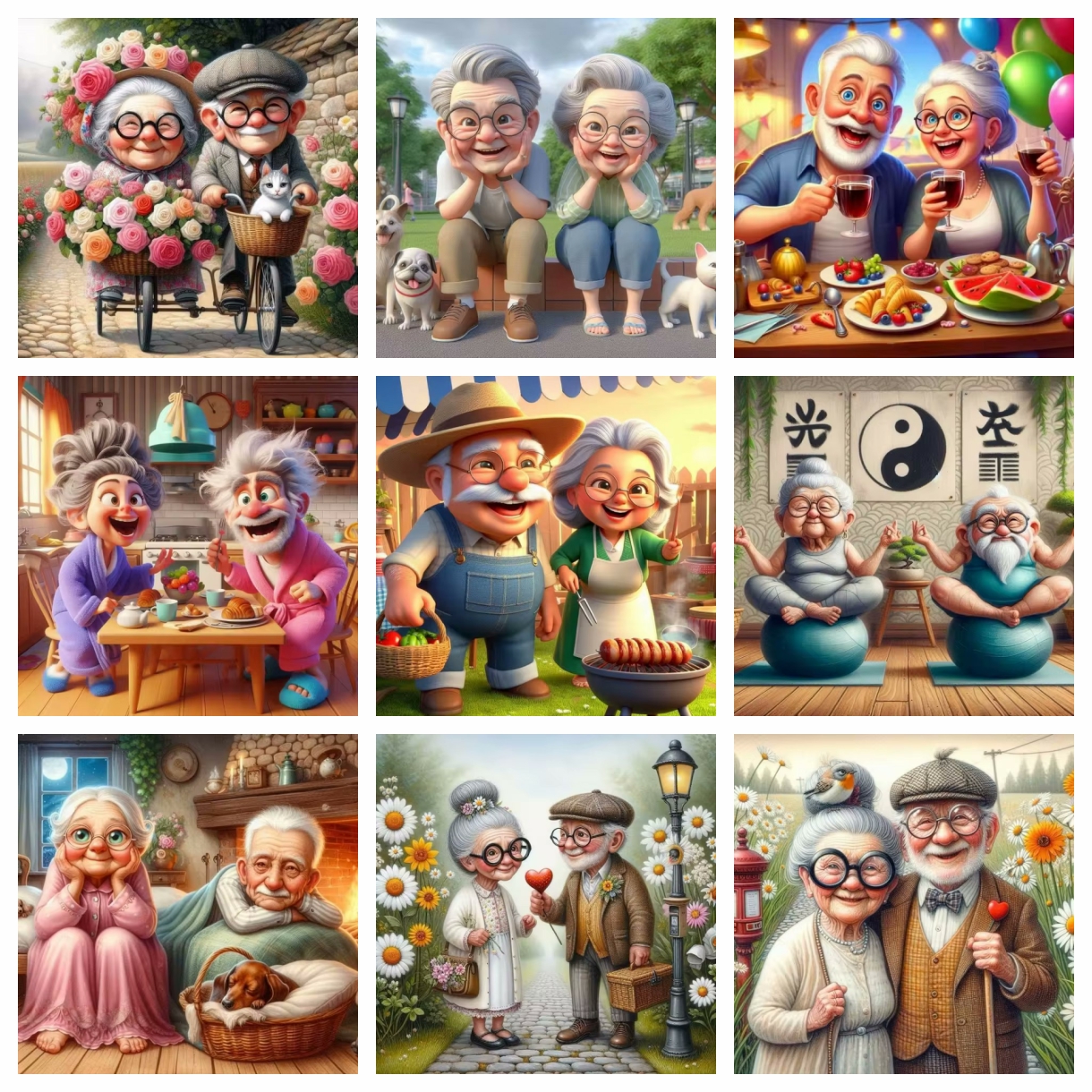 Cartoon Happy Old Couple 5D Fu – обзор и цена Embroidery Kit Set