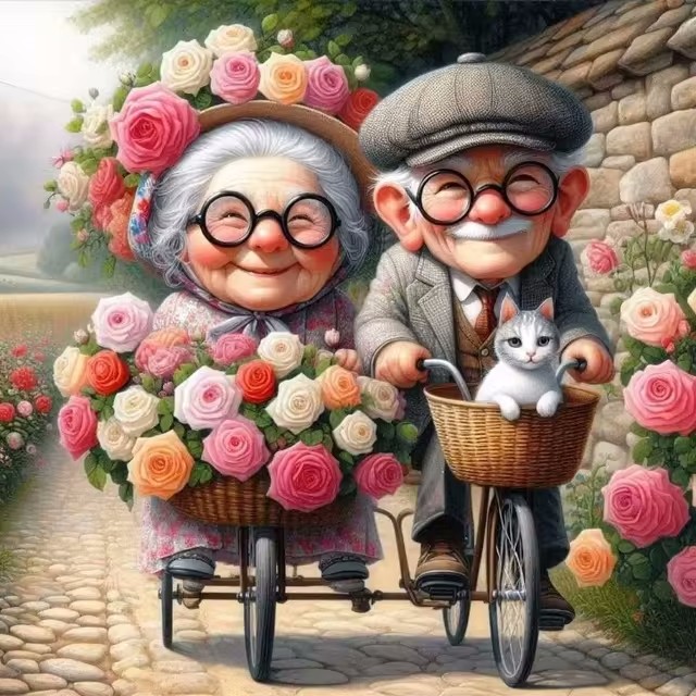 Cartoon Happy Old Couple 5D Fu – обзор и цена Embroidery Kit Set