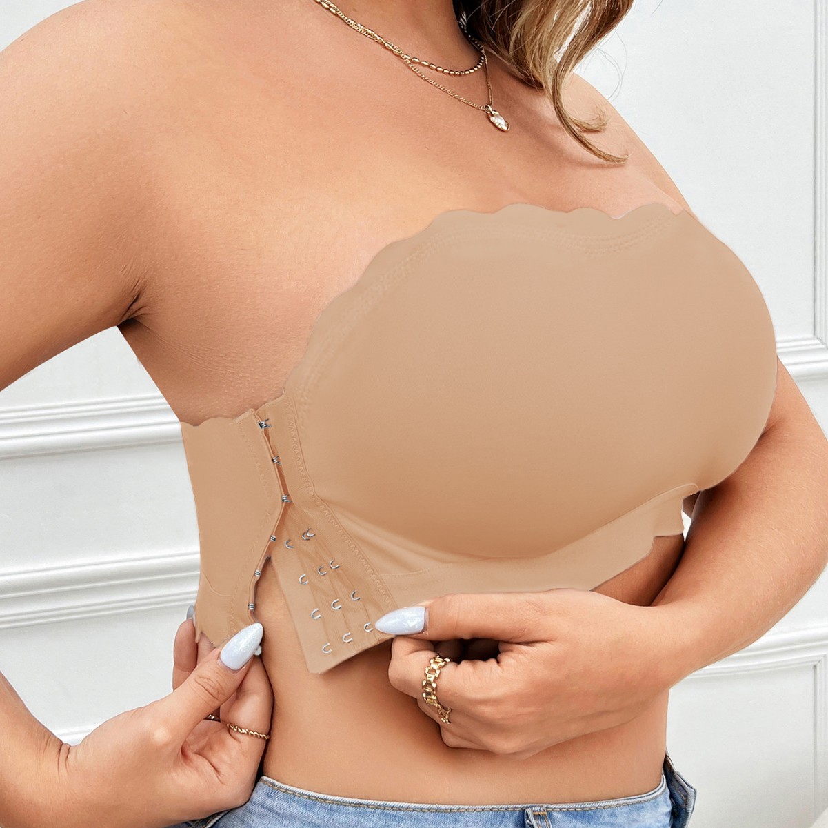Solid color simple strapless s – обзор и цена Embroidery Ring Sizes
