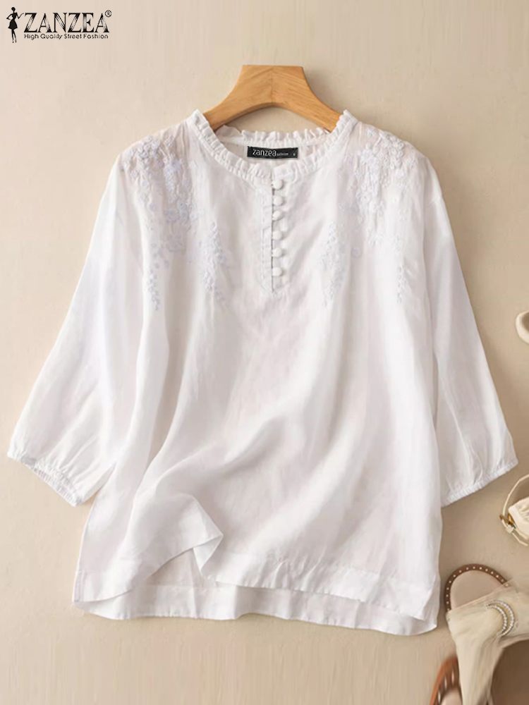 ZANZEA Summer Vintage Shirts E – обзор и цена Embroidery Workshop