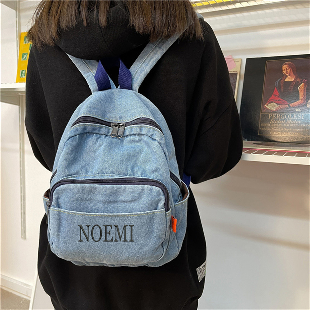 Denim Backpack Girls' New Stud – обзор и цена Embroidery Names