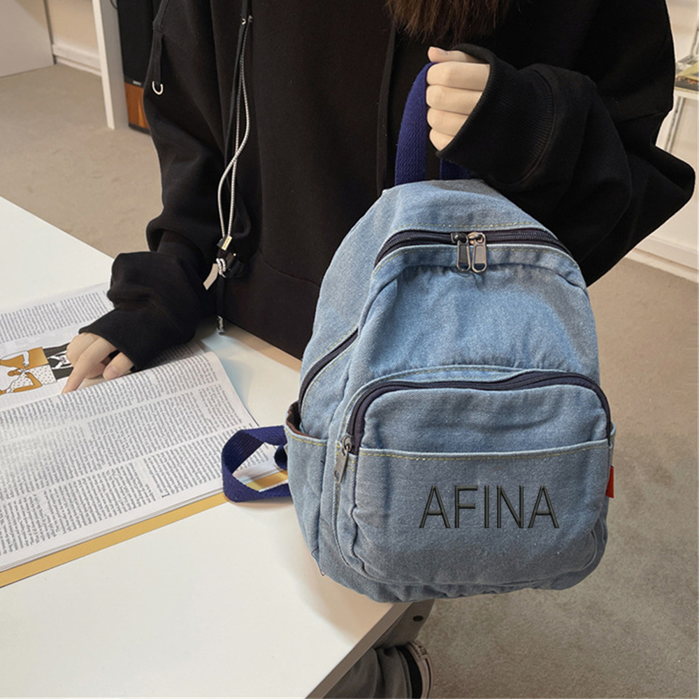 Denim Backpack Girls' New Stud – обзор и цена Embroidery Names