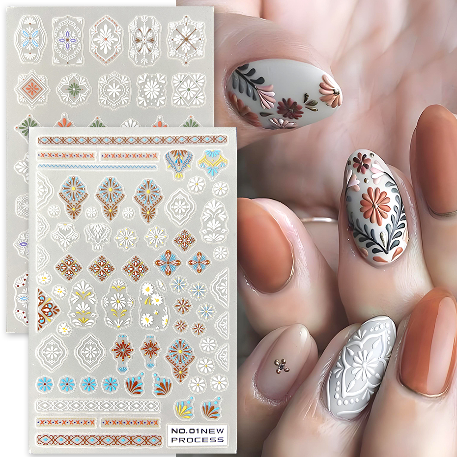 3D Bohemian Matte New Nail Sti – обзор и цена Embroidery Design 3D