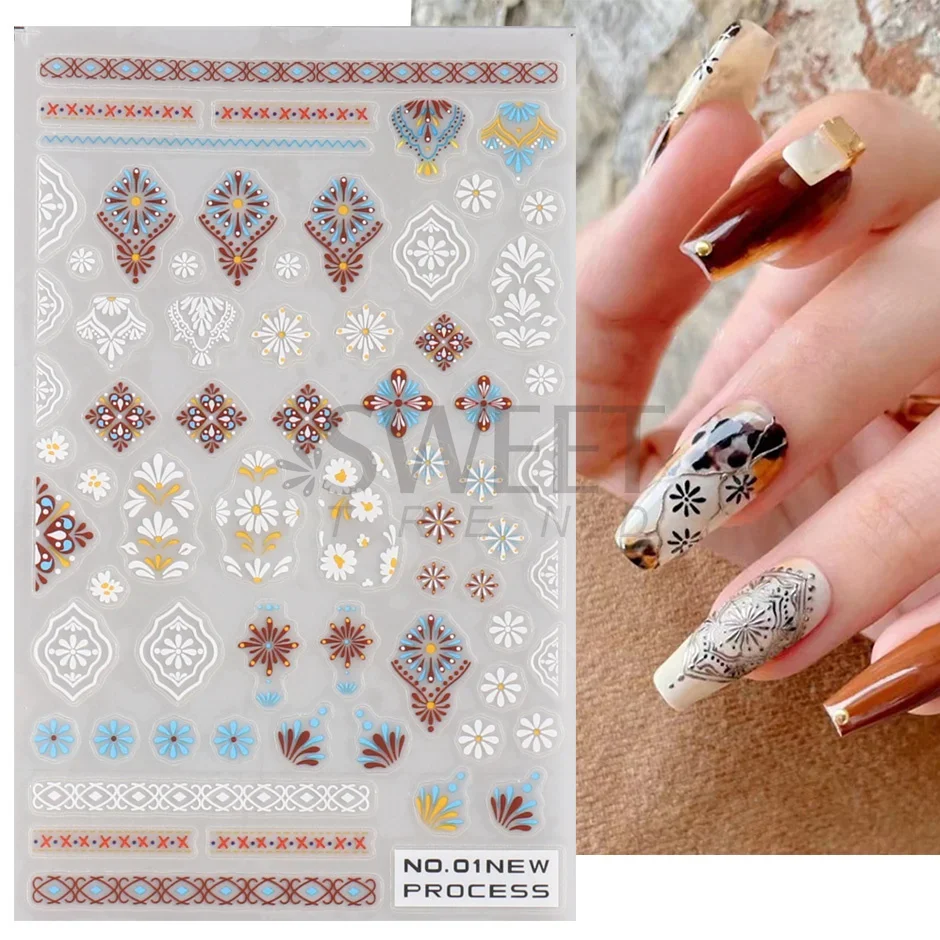 3D Bohemian Matte New Nail Sti – обзор и цена Embroidery Design 3D