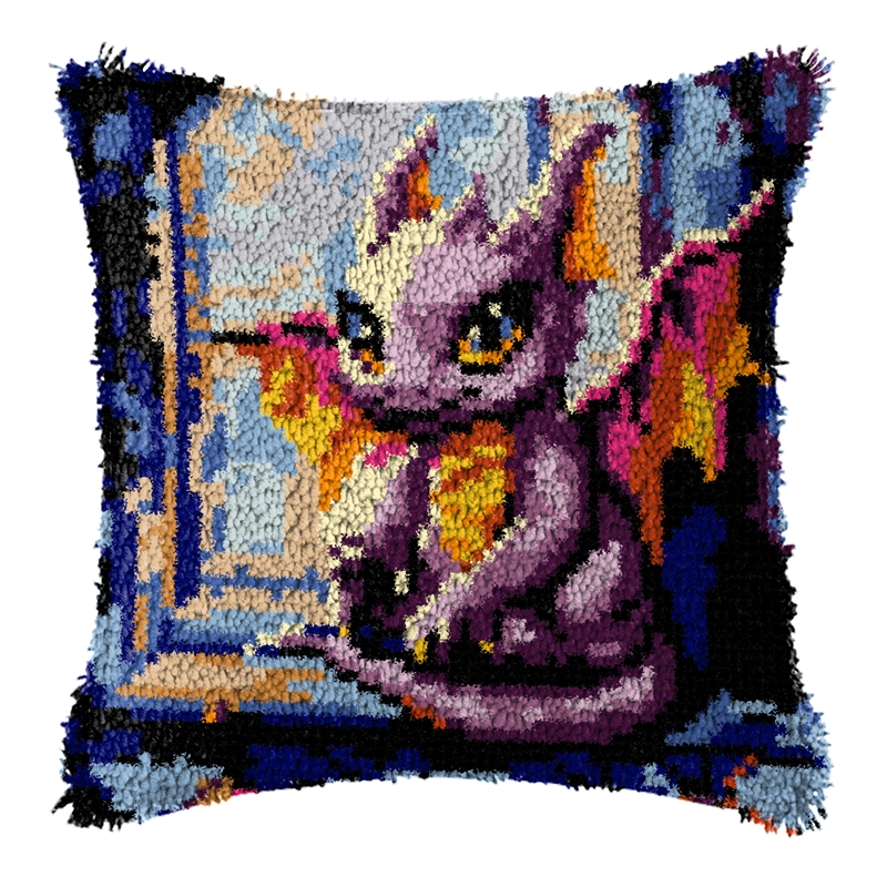 Dinosaur Latch Hook Pillow Kit – обзор и цена Printed Embroidery Kit