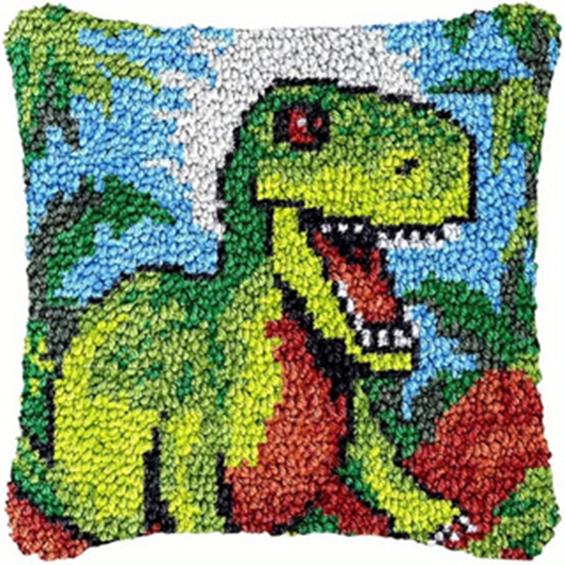 Dinosaur Latch Hook Pillow Kit – обзор и цена Printed Embroidery Kit