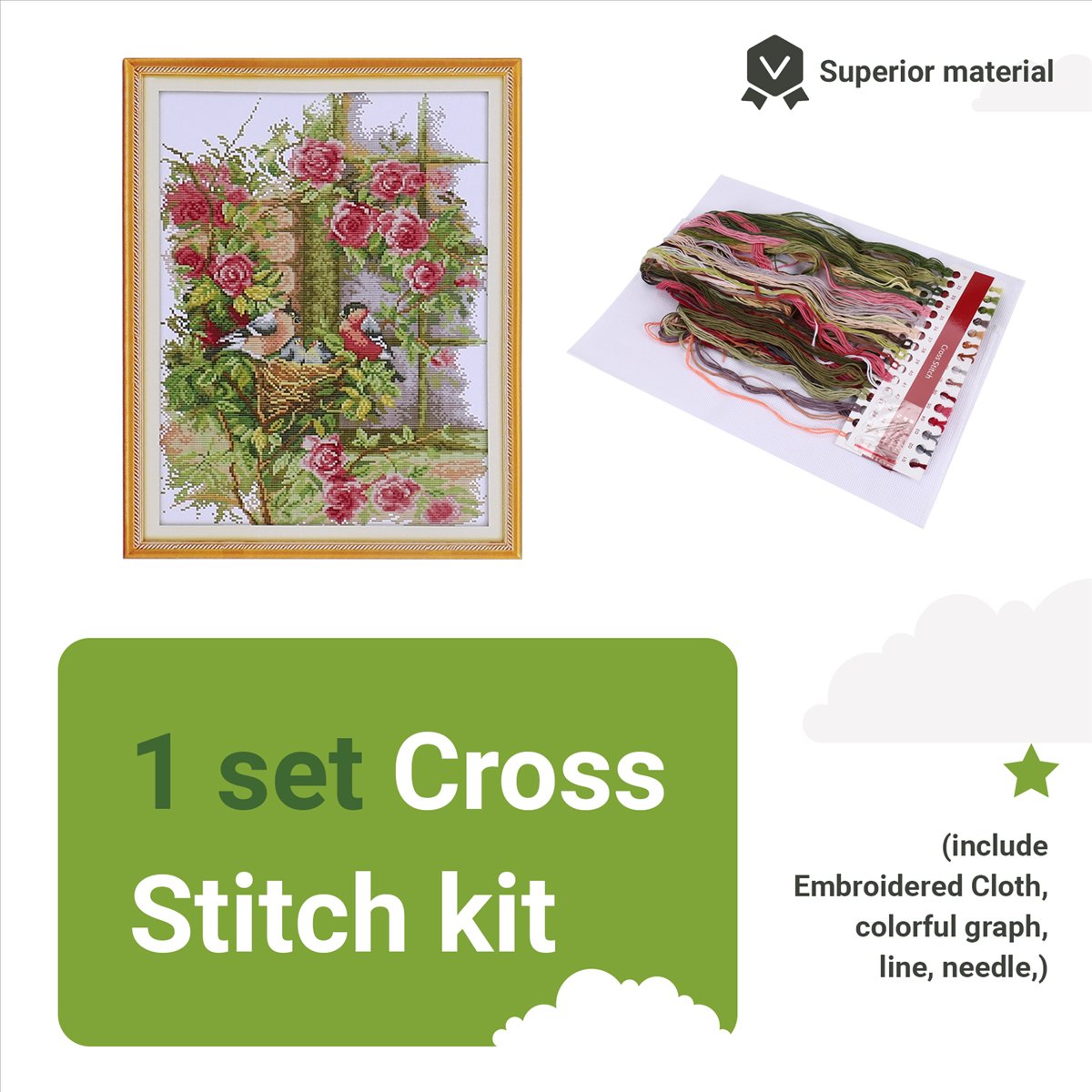 DIY Handmade Needlework Set Em – обзор и цена Embroidery Free Pattern