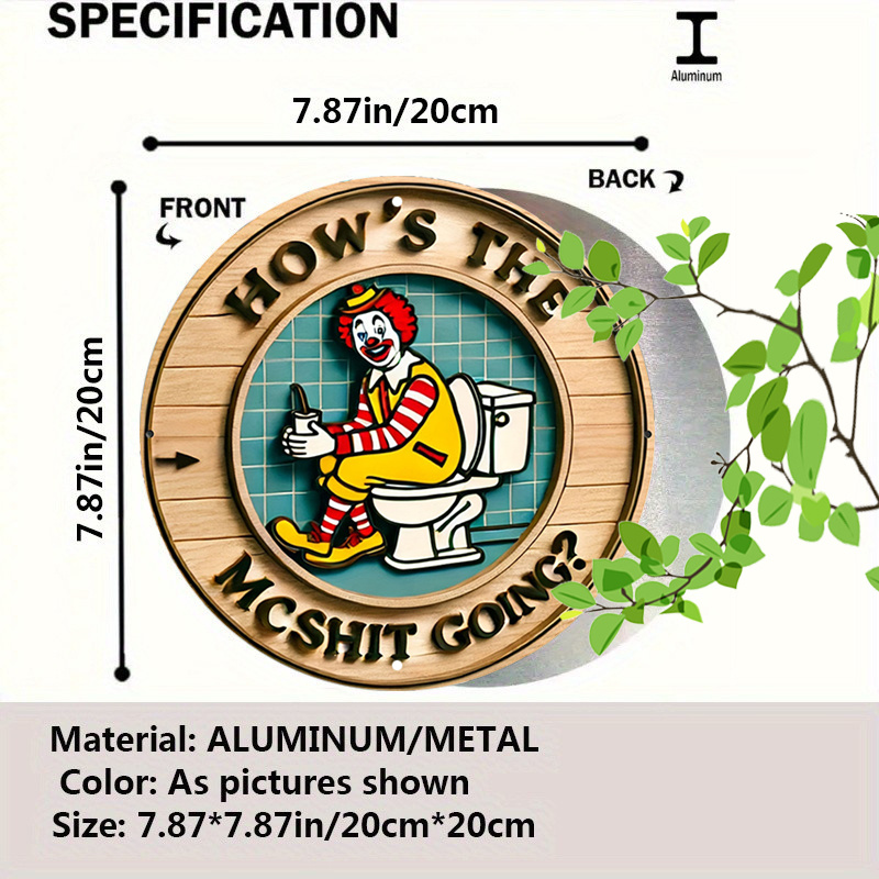 Vintage Clown Metal Sign 7.8