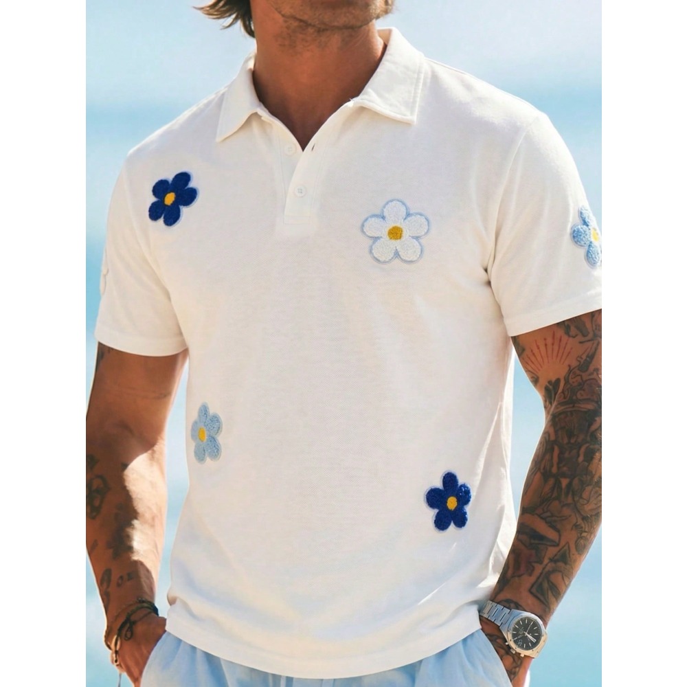 Men's Short Sleeve Polo Shirt  – обзор и цена Embroidery Design 3D