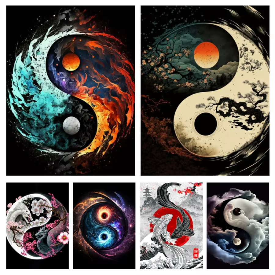 1PC frameless Yin Yang Tree 5D – обзор и цена Printed Embroidery Kit