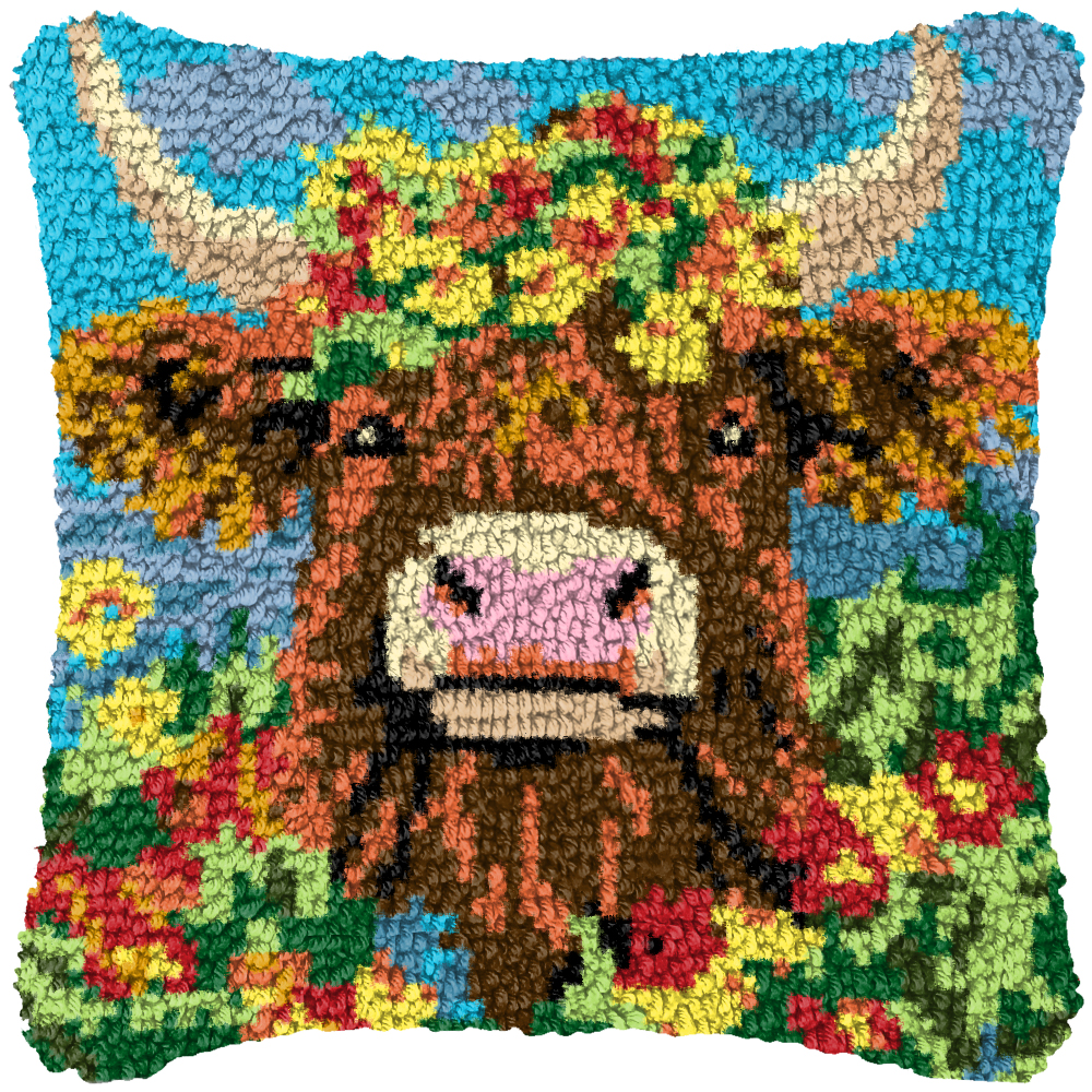 Dog Cow Latch Hook Pillow Smyr – обзор и цена Printed Embroidery Kit