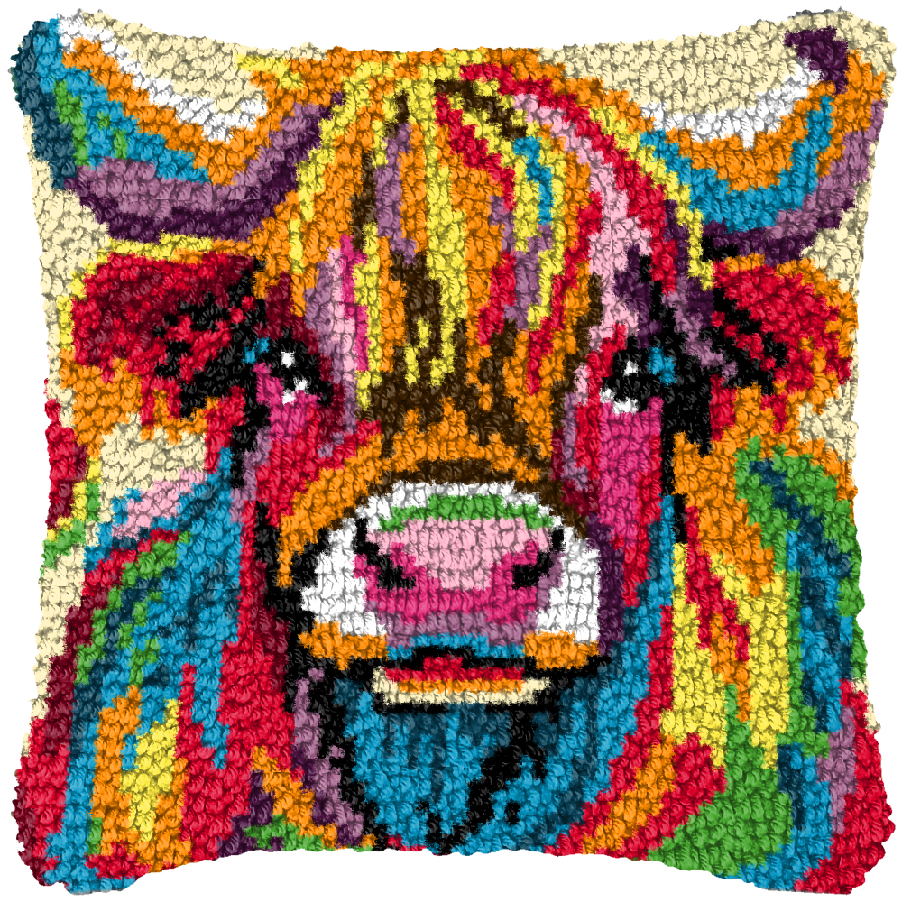 Dog Cow Latch Hook Pillow Smyr – обзор и цена Printed Embroidery Kit