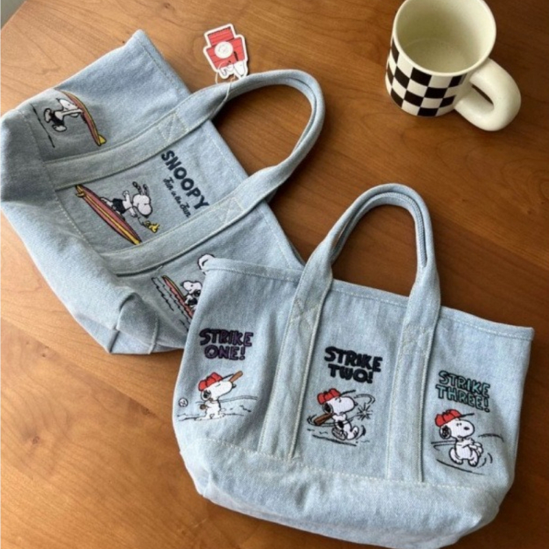 New Snoopy Comic Denim Tote, L – обзор и цена Embroidery Workshop