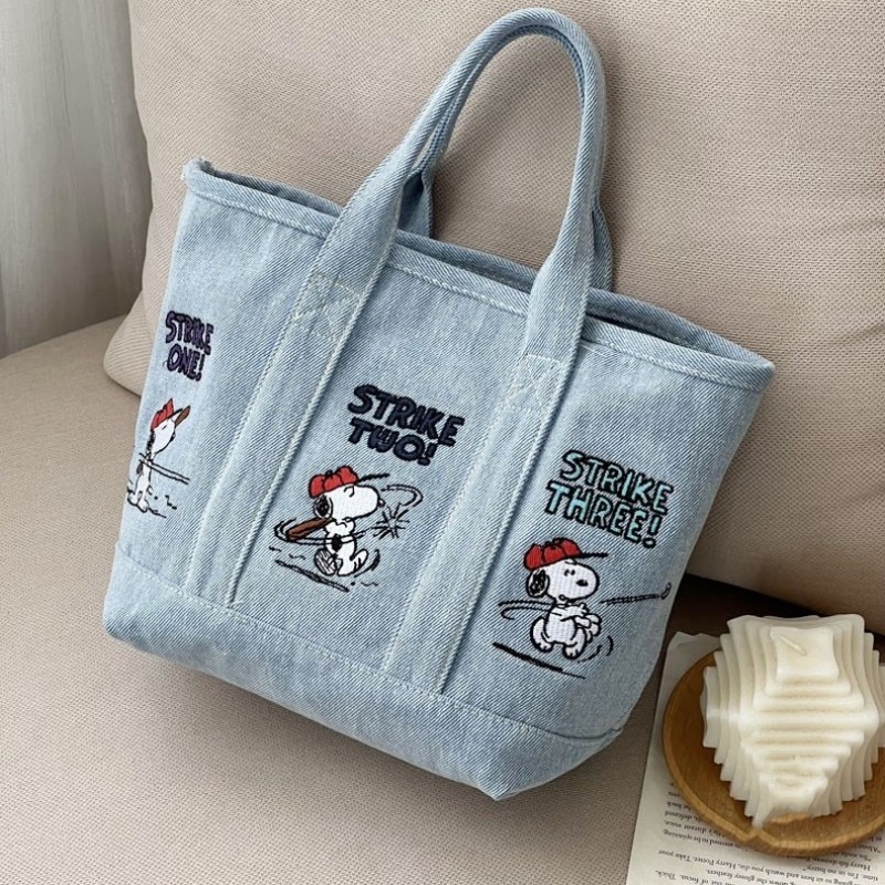 New Snoopy Comic Denim Tote, L – обзор и цена Embroidery Workshop