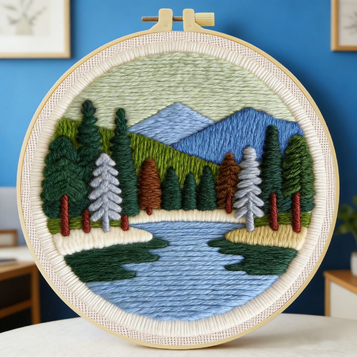 20X20CM/7.87inch Scenery punch – обзор и цена Printed Embroidery Kit