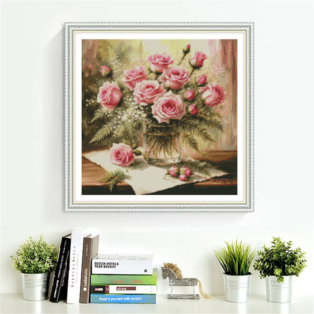 HUACAN Cross Stitch Kits Rose  – обзор и цена Embroidery Rose Stitch
