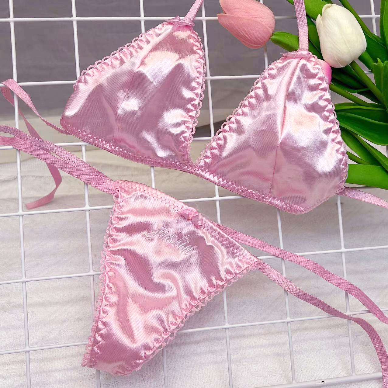 Custom Thongs Bra Sets Bikini  – обзор и цена Embroidery Names
